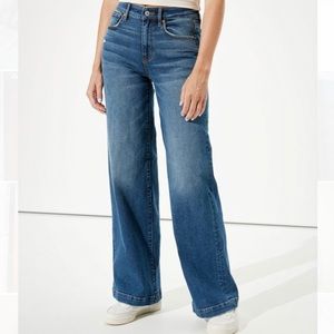 American Eagle Medium-Dark Wash Wide Leg Jeans